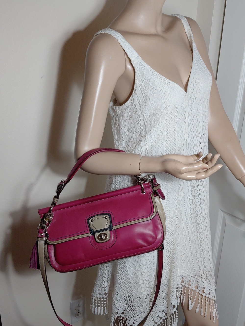 GORGEOUS BERRY COLORBLOCK FULLGRAIN LEATHER 2012  COACH 70TH ANNIVERSARY WILLIS… - Picture 6 of 17